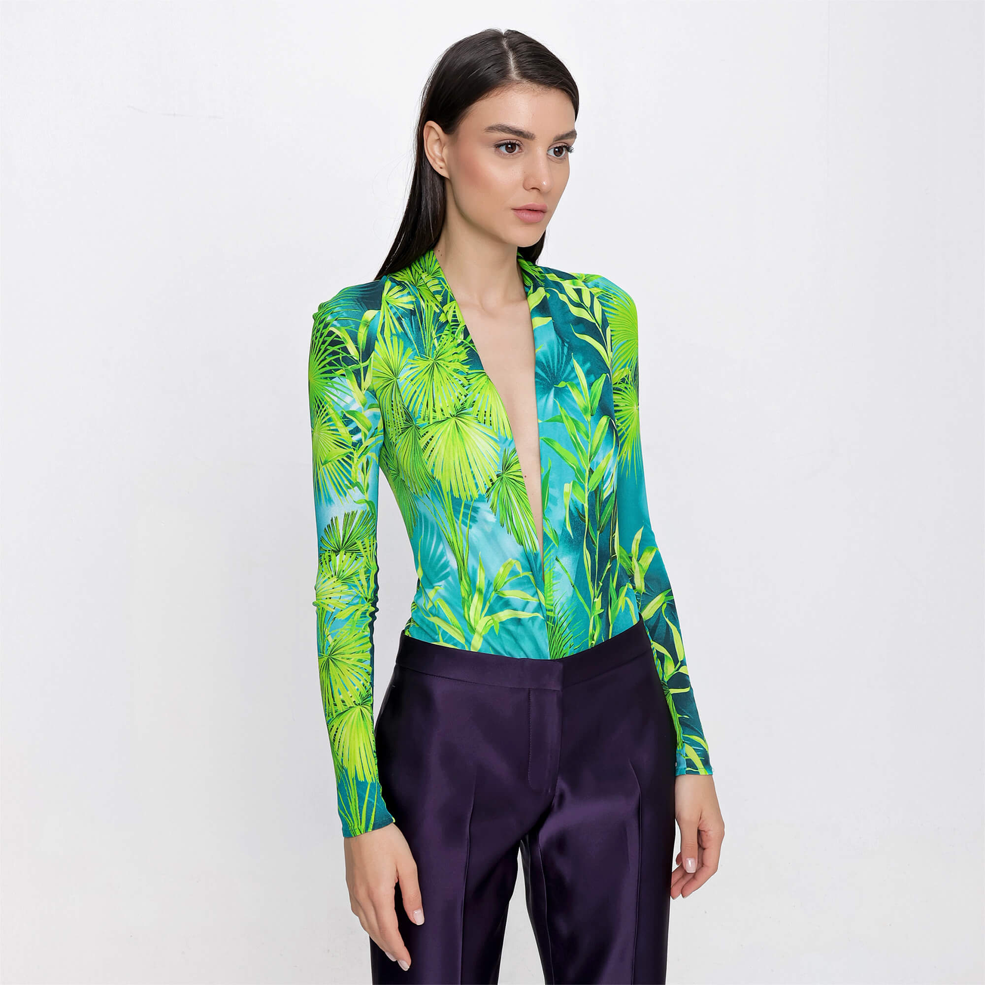 Versace - Yellow&Green Floral Print Bodysuit